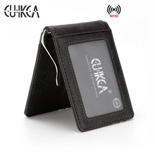 Load image into Gallery viewer, CUIKCA Unisex Rfid Wallet Purse Money Clip Women Men Metal Clip Slim Leather Wallet Business ID Credit Card Cases Travel Wallet
