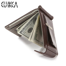 Load image into Gallery viewer, CUIKCA Slim Leather Wallet Coin Bag Money Clip Card Cases Zipper  Women Men Wallet Pull Type ID Credit Card Holders Hasp
