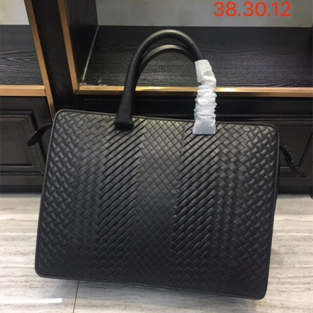 New pattern Men's business bag handbag Shoulder bag Business affairs Luxury Design Computer package Genuine leather Cowhide