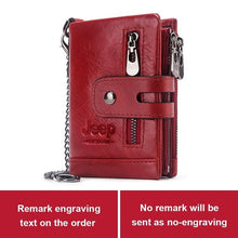 Load image into Gallery viewer, Free Engraving 100% Genuine Leather Men Wallet Coin Purse Small Mini Card Holder Chain PORTFOLIO Portomonee Male Walet Pocket
