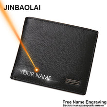 Load image into Gallery viewer, Free Name Engraving Short Genuine Leather Men Wallets Fashion Coin Pocket Card Holder Men Purse Simple Quality Male Wallets
