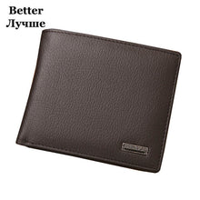 Load image into Gallery viewer, Free Name Engraving Short Genuine Leather Men Wallets Fashion Coin Pocket Card Holder Men Purse Simple Quality Male Wallets
