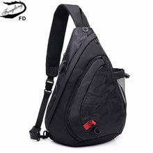 Load image into Gallery viewer, Fengdong waterproof fabric male crossbody bag small black camouflage sling chest bag one shoulder bags for women bagpack daypack
