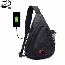 Load image into Gallery viewer, Fengdong waterproof fabric male crossbody bag small black camouflage sling chest bag one shoulder bags for women bagpack daypack
