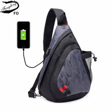 Load image into Gallery viewer, Fengdong waterproof fabric male crossbody bag small black camouflage sling chest bag one shoulder bags for women bagpack daypack
