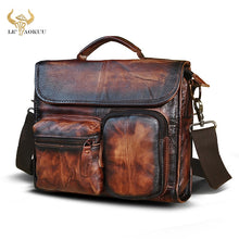 Load image into Gallery viewer, Top Quality Leather Male Designer Casual Messenger Crossbody bag Fashion Tablet Mochila Satchel University School Book bag 202
