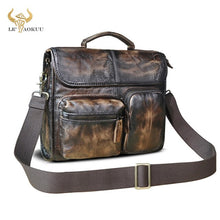 Load image into Gallery viewer, Top Quality Leather Male Designer Casual Messenger Crossbody bag Fashion Tablet Mochila Satchel University School Book bag 202
