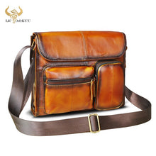 Load image into Gallery viewer, Top Quality Leather Male Designer Casual Messenger Crossbody bag Fashion Tablet Mochila Satchel University School Book bag 202
