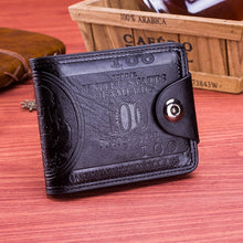 Load image into Gallery viewer, Hot Selling Men&#39;s Short Wallet Pressure Change Magnetic Buckle Wallet Double Line Hundred Dollar Bill Wallet
