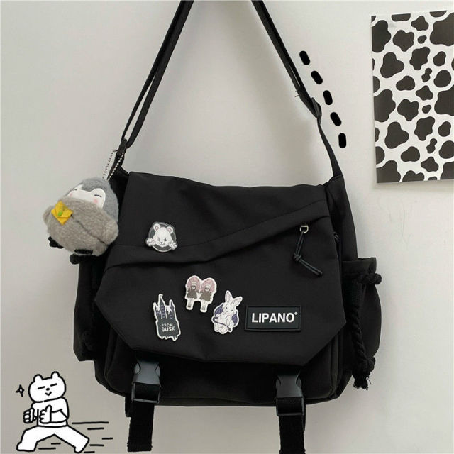 Fashion Shoulder Bags for School Teens Fun Anime Cartoon Large Size Crossbody Bag for Girl Canvas Hip Hop