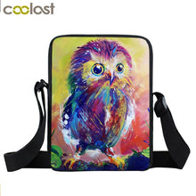 Load image into Gallery viewer, Animal Bird Parrot Owl Messenger Bag Women Handbag Ladies Crossbody Bag for Travel Girls Canvas Shoulder Bags Bookbags Gift
