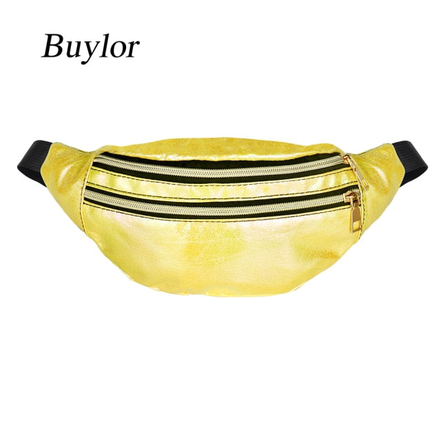 Buylor Waist Bag Women Fanny Pack Laser Shoulder Belt Bag Holographic Designer Cute Waist Packs Party Travel Phone Pouch Bags