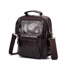 Load image into Gallery viewer, Genuine Original Leather Male Casual Shoulder Messenger bag Cowhide Fashion Cross-body Bag 9&quot; Pad Tote Mochila Satchel bag 038-c
