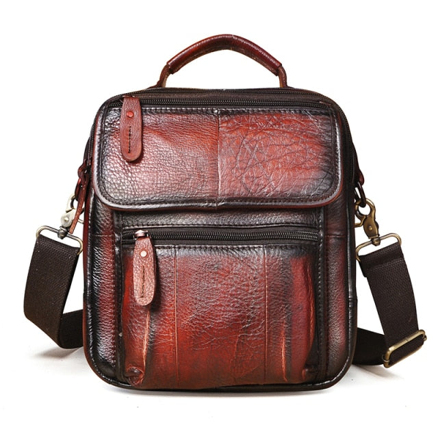 Genuine Original Leather Male Casual Shoulder Messenger bag Cowhide Fashion Cross-body Bag 9