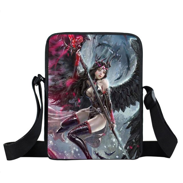 Sad Angel Wing Messenger Bag Girls Satchel Small Leisure Shoulder Bags for Teenagers Pouch Women Handbag Student Schoolbag Gift