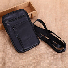 Load image into Gallery viewer, 1 PCS Men&#39;s leather mobile phone bag messenger bag chest bag wallet multifunctional mobile phone bag coin purse messenger bag
