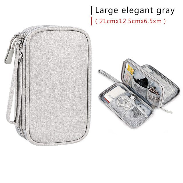 Portable Cable Digital Storage Bags Organizer USB Gadgets Wires Charger Power Battery Zipper Cosmetic Bag Case Accessories Item