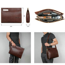 Load image into Gallery viewer, GENODERN Men&#39;s Bag for A4 Documents Genuine Leather Briefcase Business Handbags Laptop Bags Office Purses Vintage Messenger Bag
