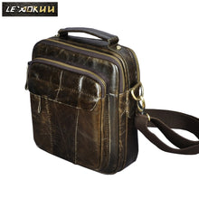 Load image into Gallery viewer, Quality Leather Male Casual Design Shoulder Messenger bag Cowhide Fashion Cross-body Bag 8&quot; Tablet Tote Mochila Satchel bag 149g
