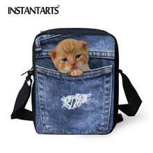 Load image into Gallery viewer, INSTANTARTS New Women Messenger Bags Cute Animal Denim Pet Cat Dog Crossbody Bag Casual Small Travel Shoulder Bags Ladies Bolsas
